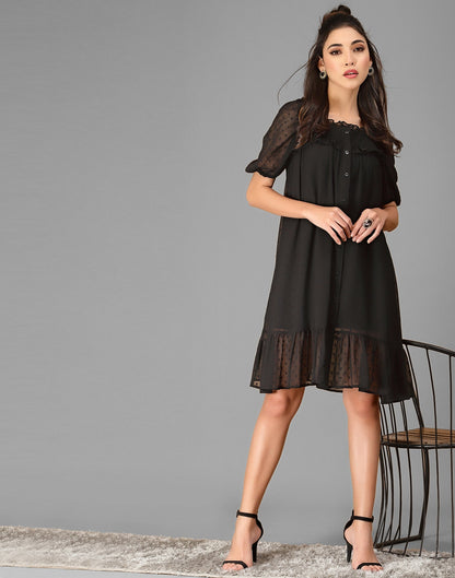 Black Rotto Butti A-line Dress