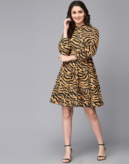 Brown animal printed dress