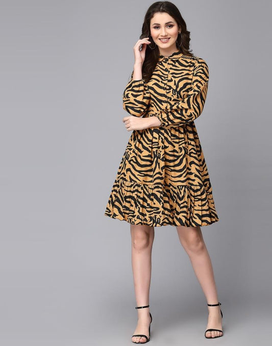 Brown animal printed dress