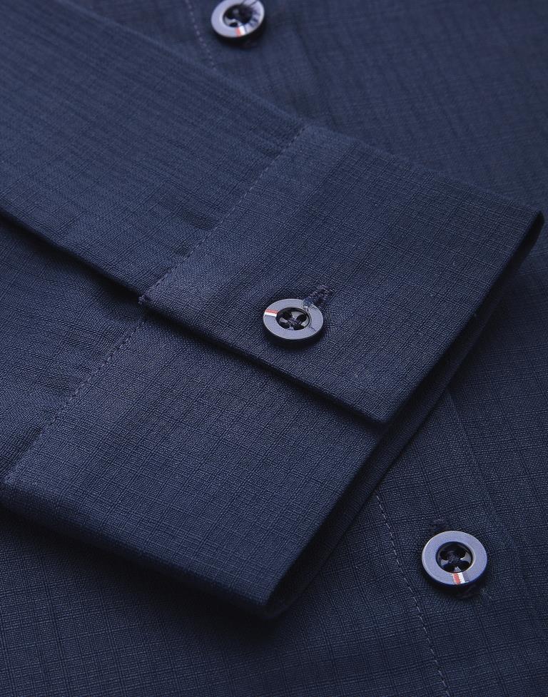 Blue Cotton Plain Shirt 