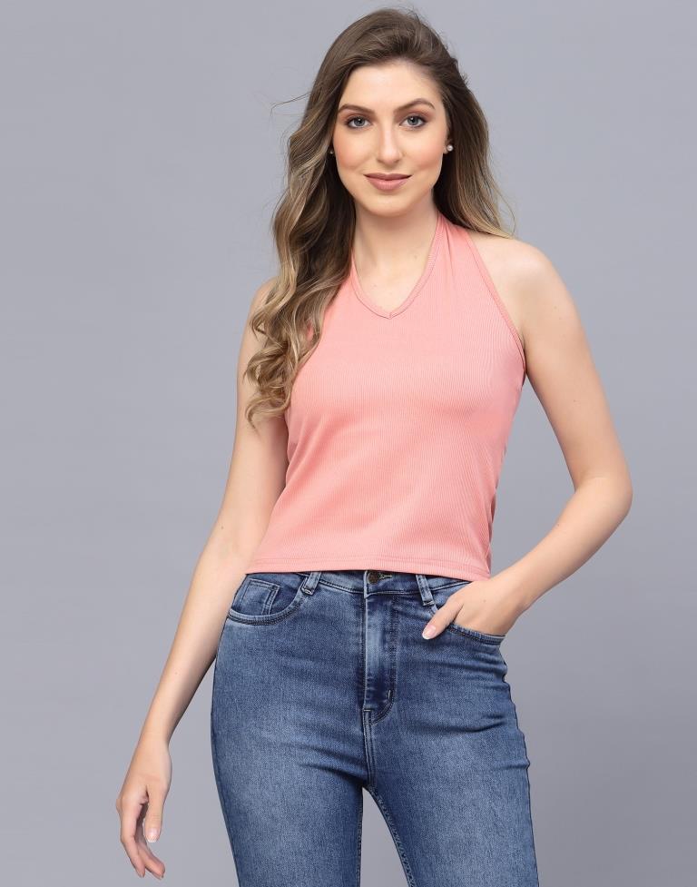 Peach Halter Neck Top 