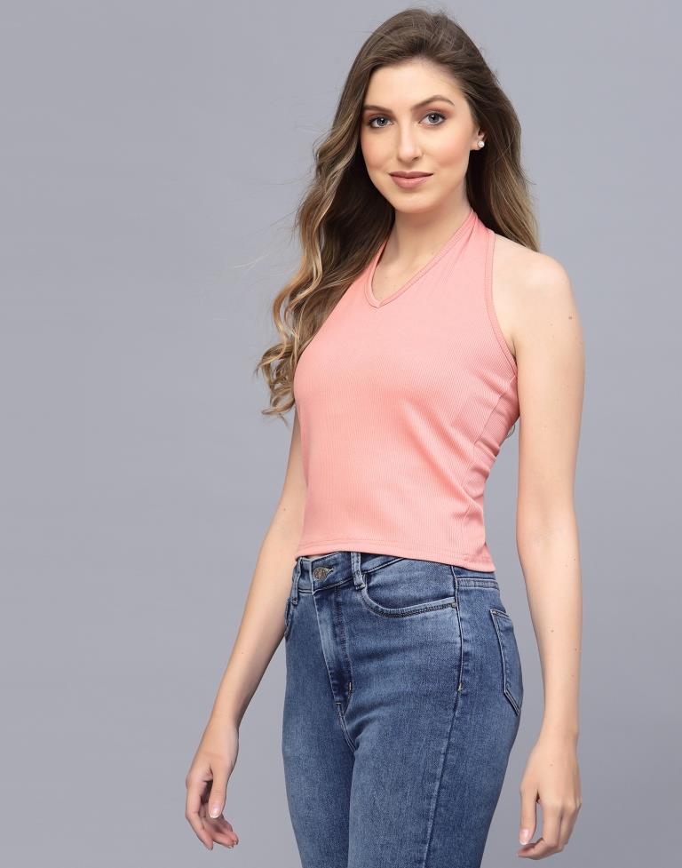 Peach Halter Neck Top 