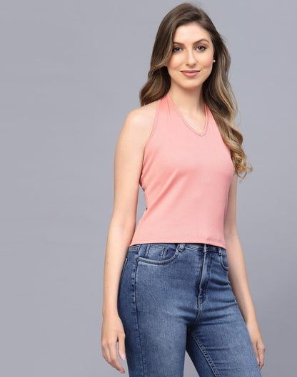 Peach Halter Neck Top 