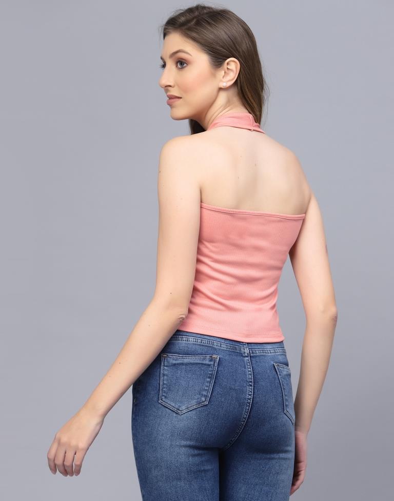 Peach Halter Neck Top 