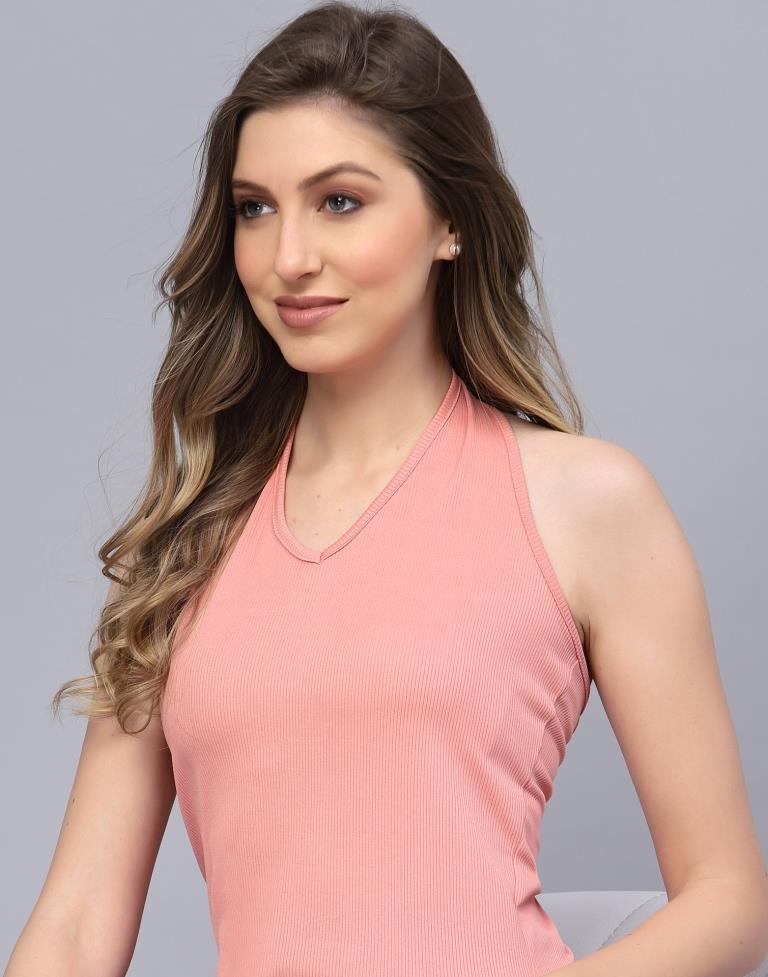 Peach Halter Neck Top 