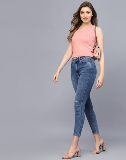 Peach Halter Neck Top 