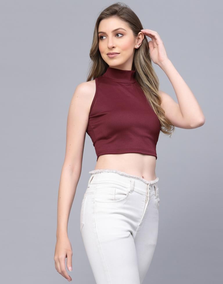 Maroon High Neck Top 