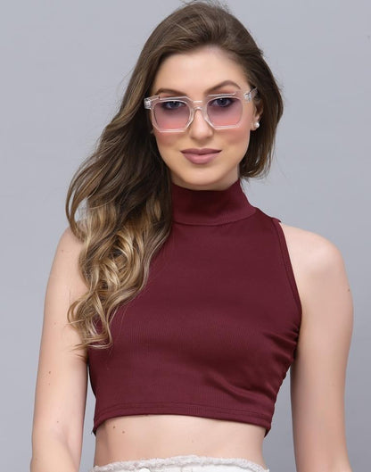 Maroon High Neck Top 