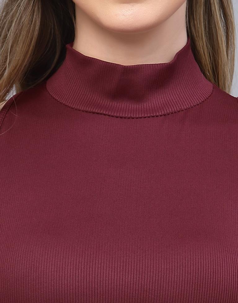 Maroon High Neck Top 