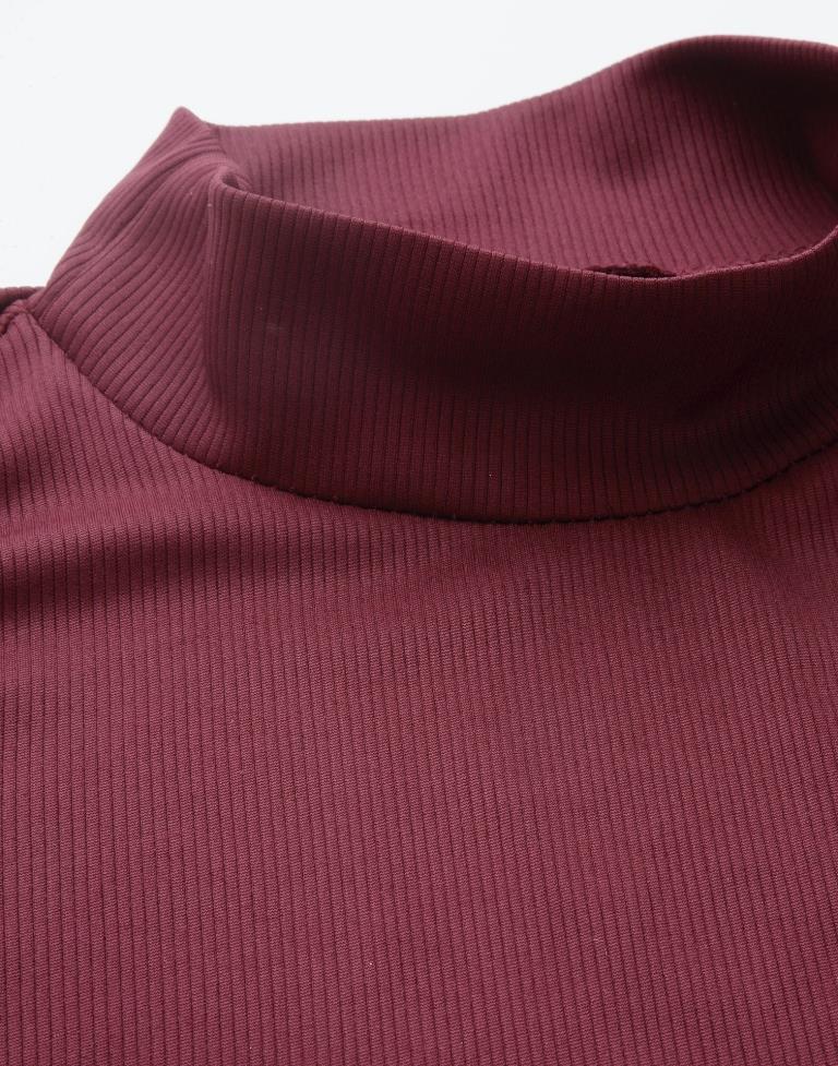 Maroon High Neck Top 