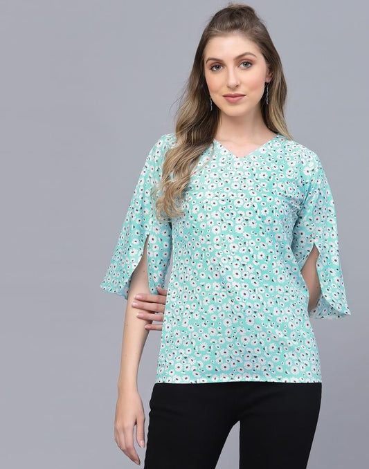 Light Turquoise Casual Top 