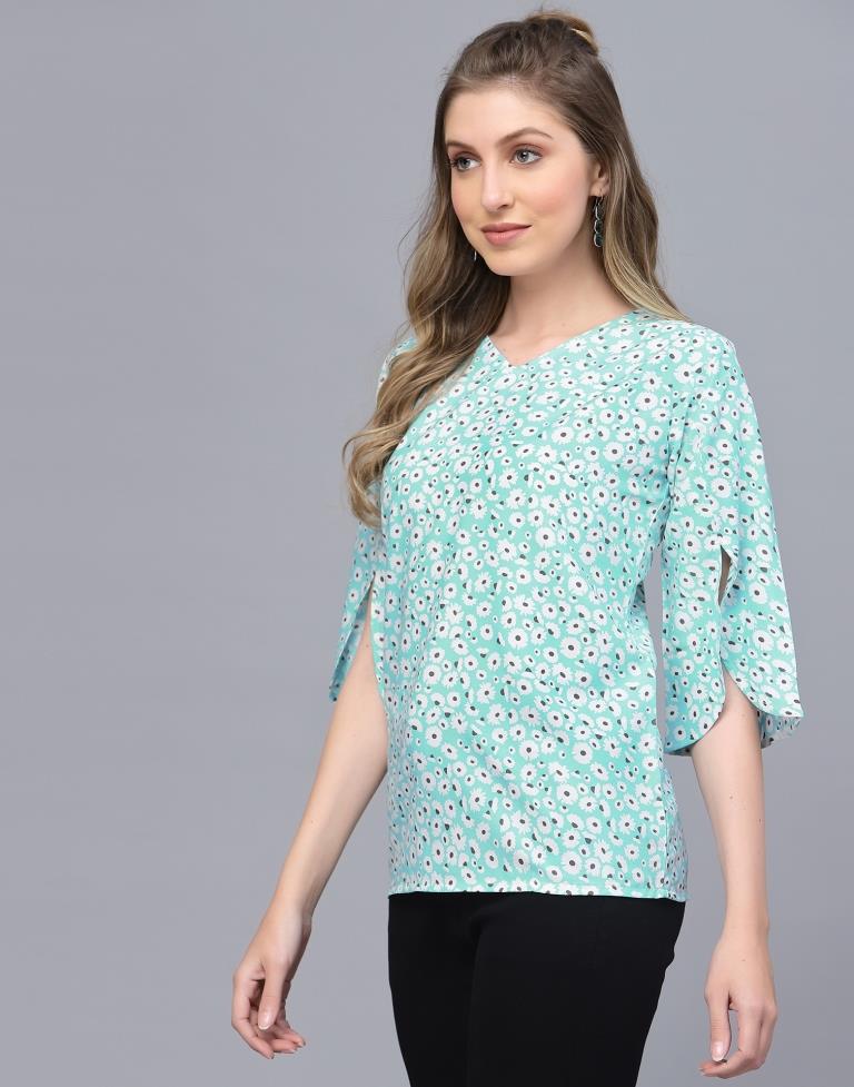 Light Turquoise Casual Top 