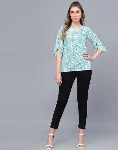 Light Turquoise Casual Top 