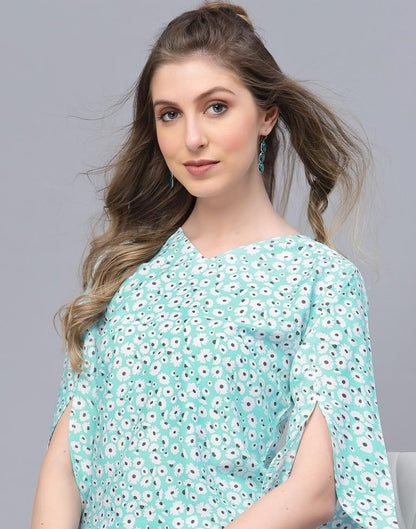 Light Turquoise Casual Top 