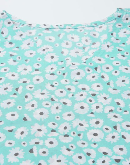 Light Turquoise Casual Top 