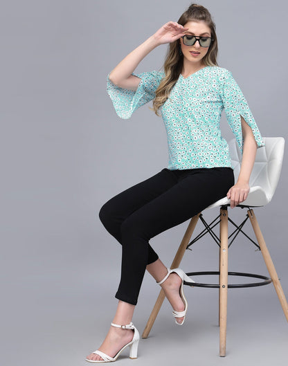 Light Turquoise Casual Top 