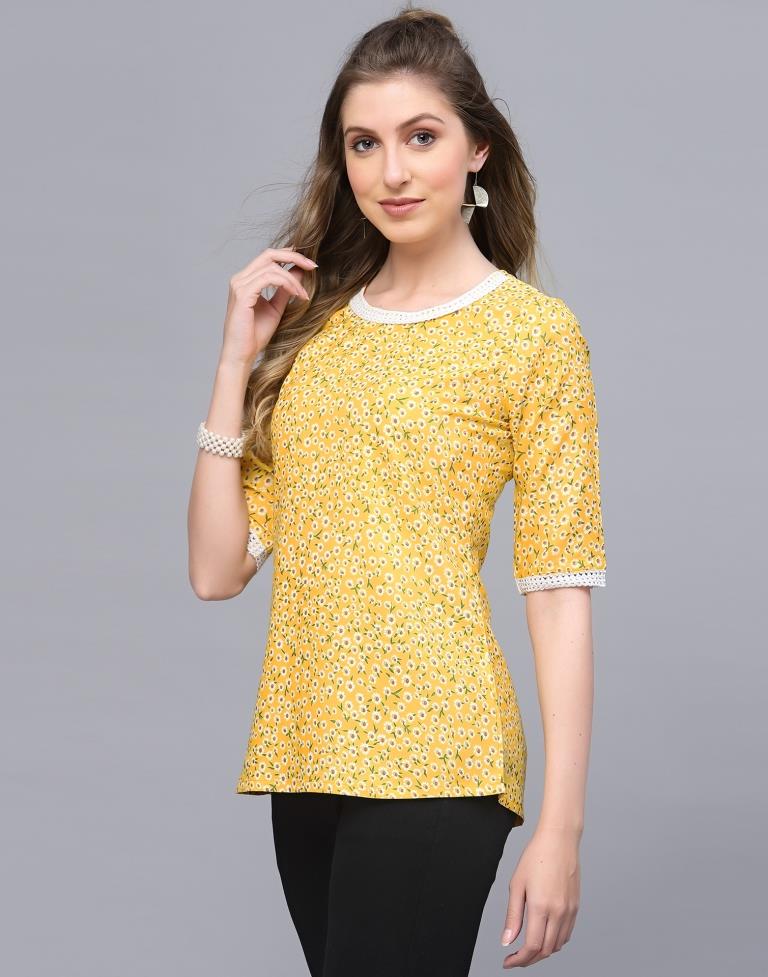 Yellow Floral Printed Top 