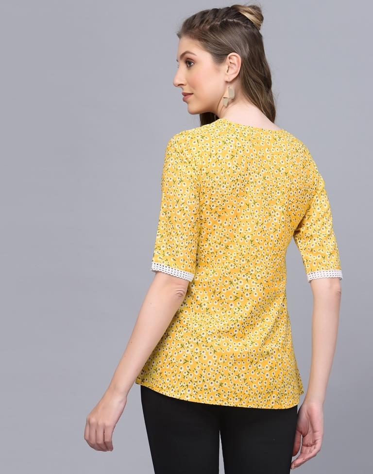 Yellow Floral Printed Top 