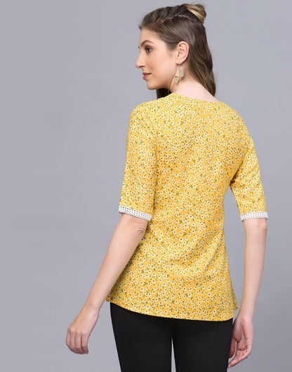 Yellow Floral Printed Top 