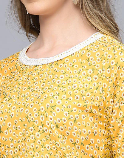 Yellow Floral Printed Top 