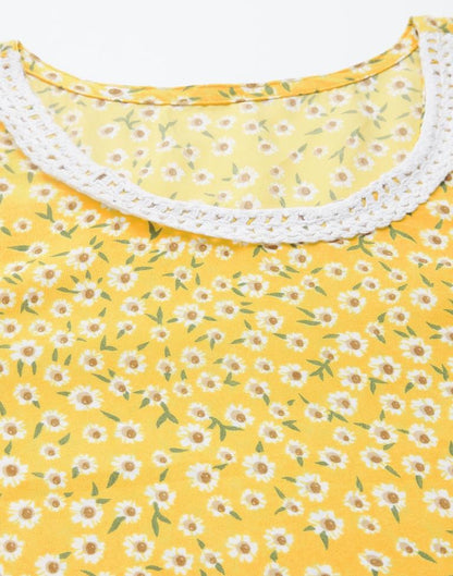 Yellow Floral Printed Top 