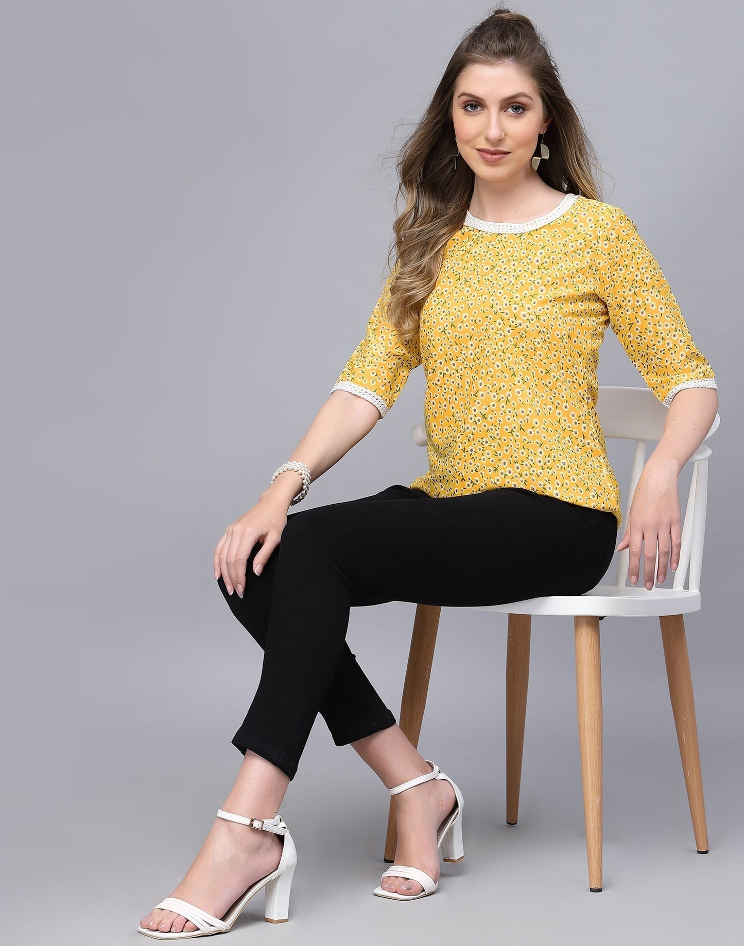 Yellow Floral Printed Top 