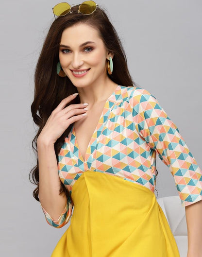 Yellow Printed Midi Dress