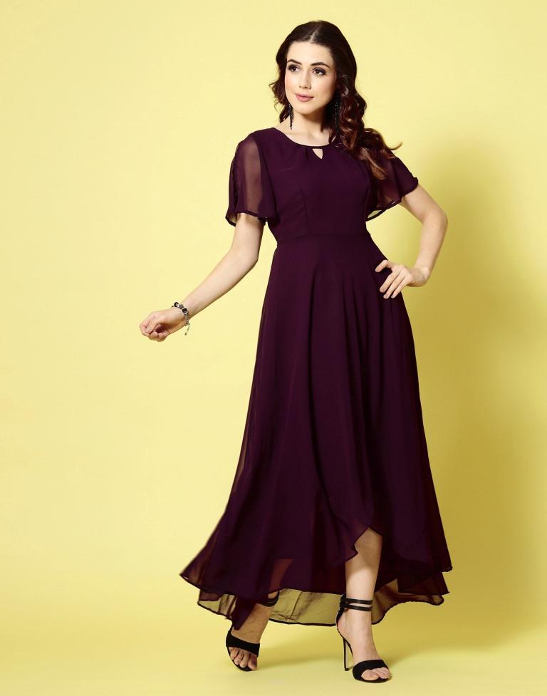 Wine Flared Maxi Dress