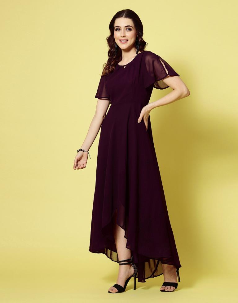 Wine Flared Maxi Dress