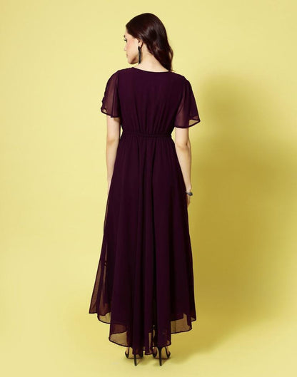 Wine Flared Maxi Dress