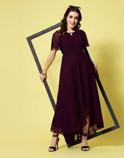 Wine Flared Maxi Dress