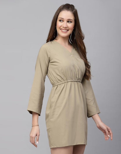 Beige Fit & Flared Dress