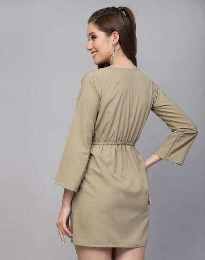 Beige Fit & Flared Dress