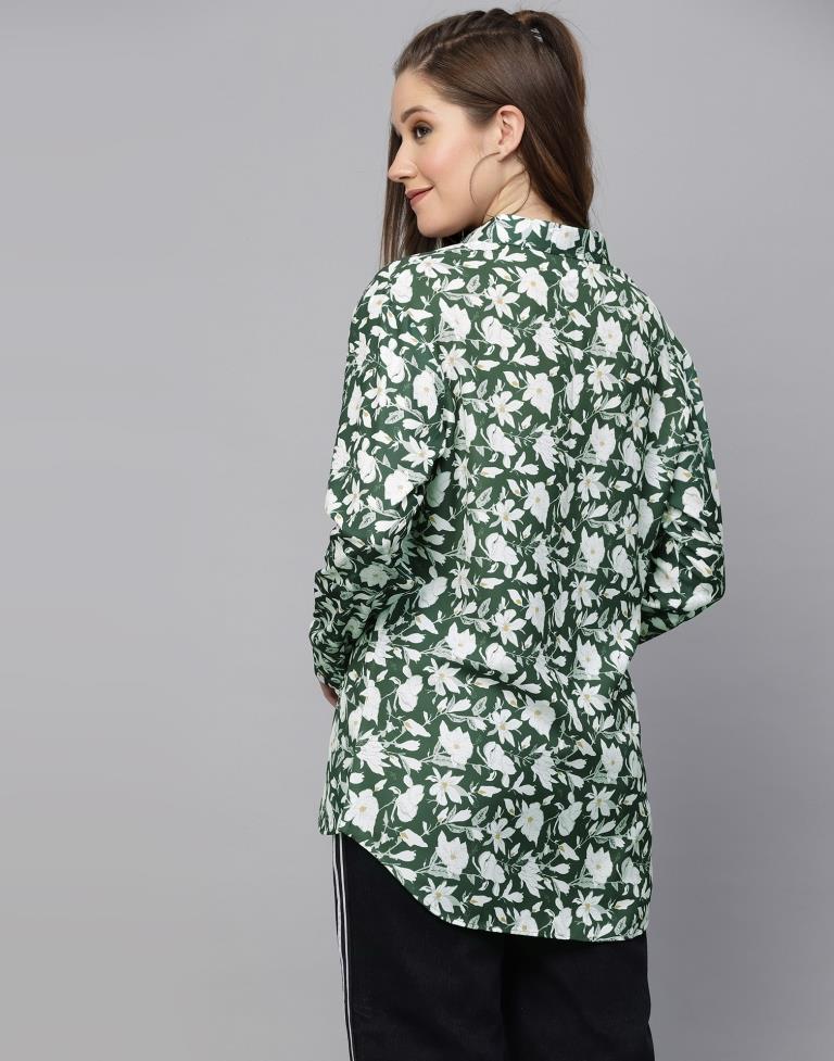 Green Printed Casual Shirt