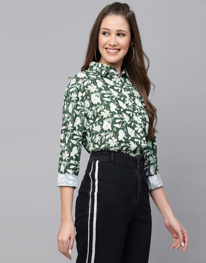 Green Printed Casual Shirt