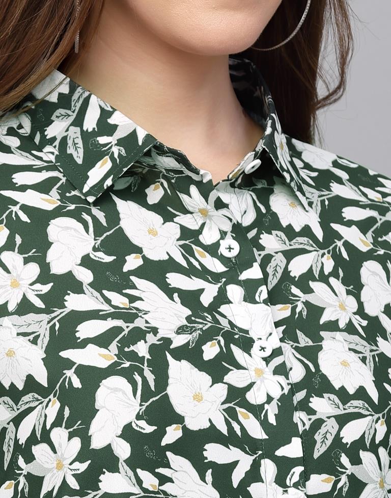 Green Printed Casual Shirt