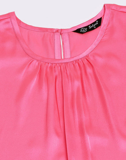 Pink Pleated Neck Top 