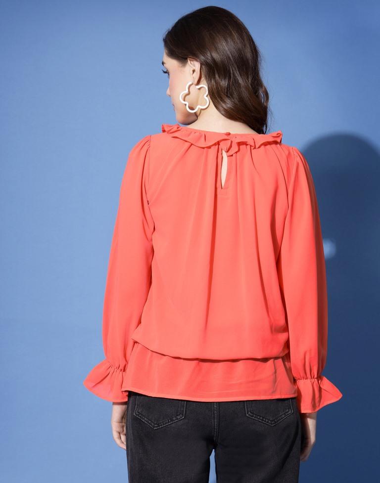 Orange Ruffle detail Top 