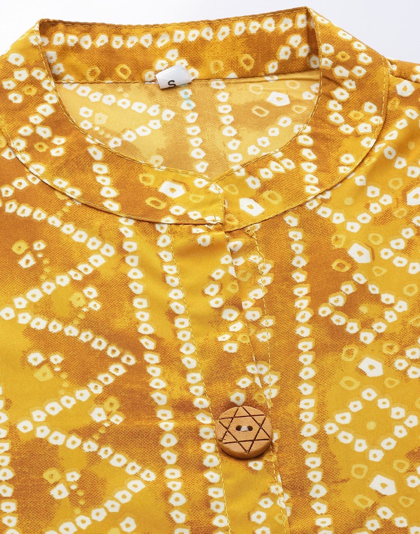 Yellow Gathered Bandhani Printed Top 