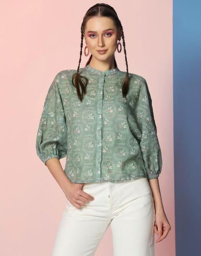 Light Green Rayon Printed Shirt