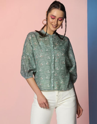 Light Green Rayon Printed Shirt