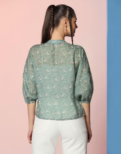 Light Green Rayon Printed Shirt