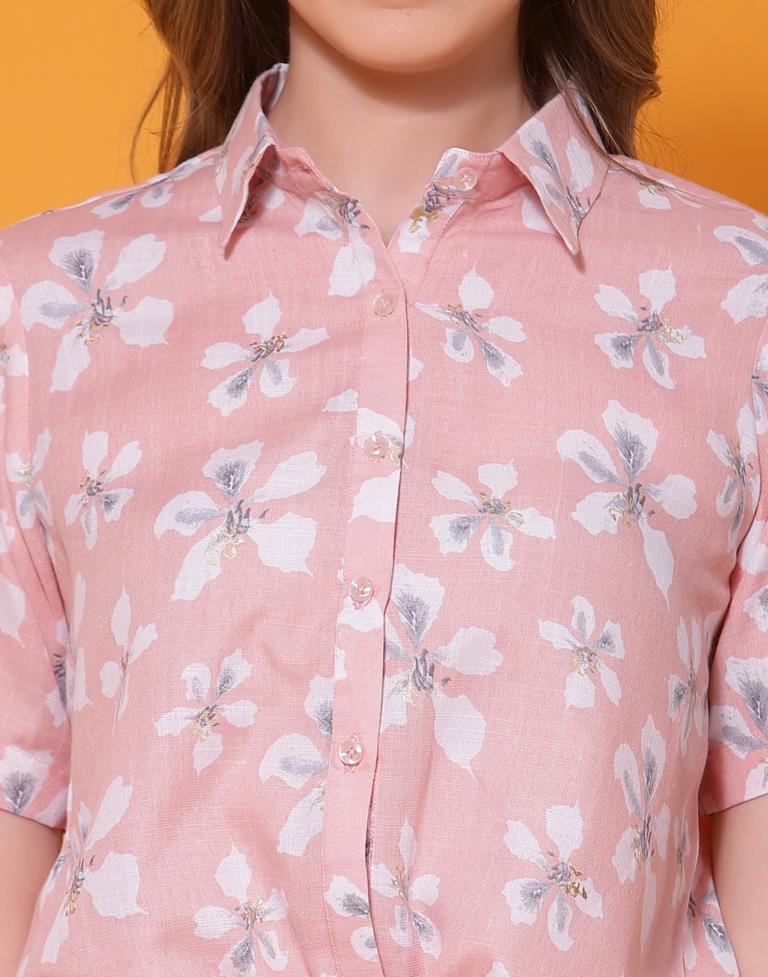 Peach Cotton Printed Top 