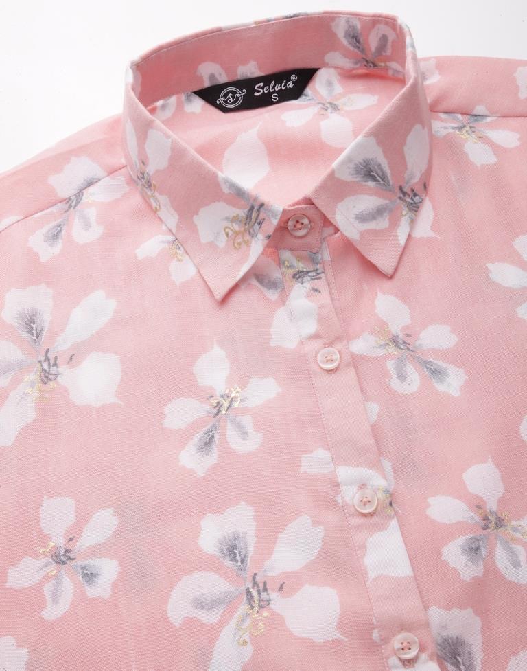 Peach Cotton Printed Top 