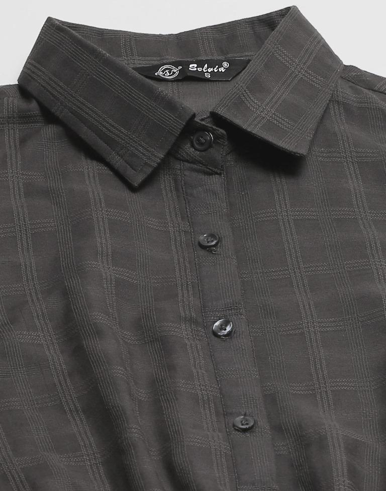 Dark Grey Woven Cotton Shirt 