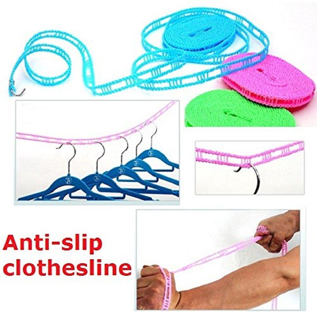 Anti-Slip Clothes Washing Line Drying Nylon Rope with Hooks