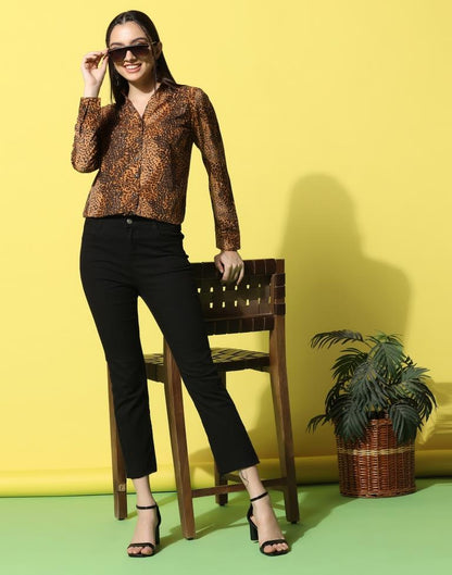 Brown Animal Printed Shirt