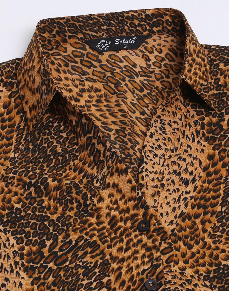 Brown Animal Printed Shirt