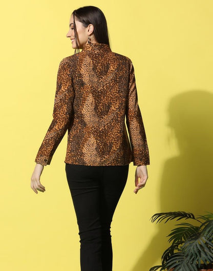 Brown Animal Printed Shirt