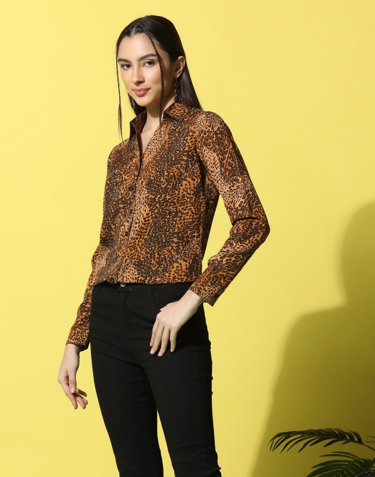 Brown Animal Printed Shirt